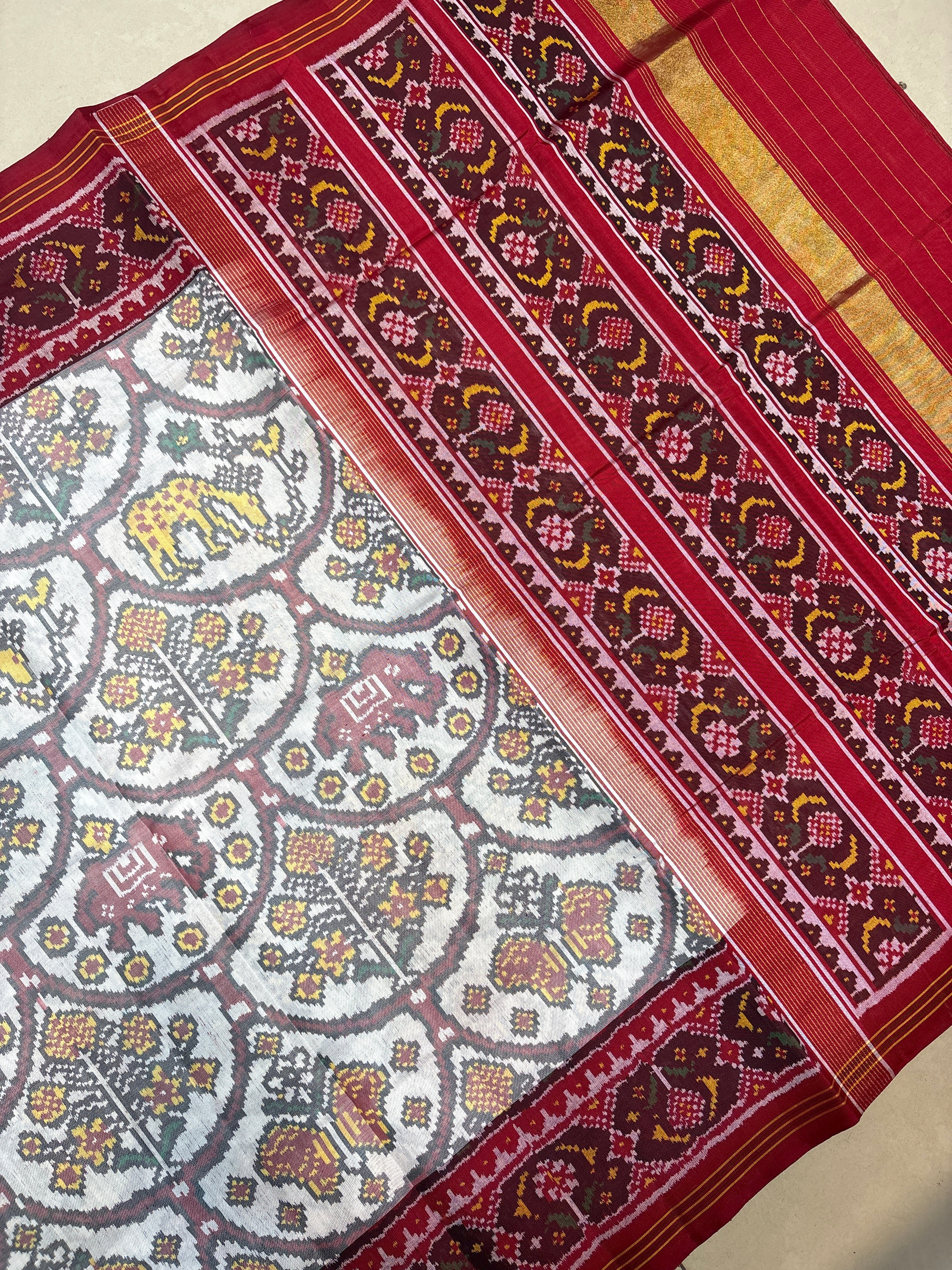 White figure patola saree