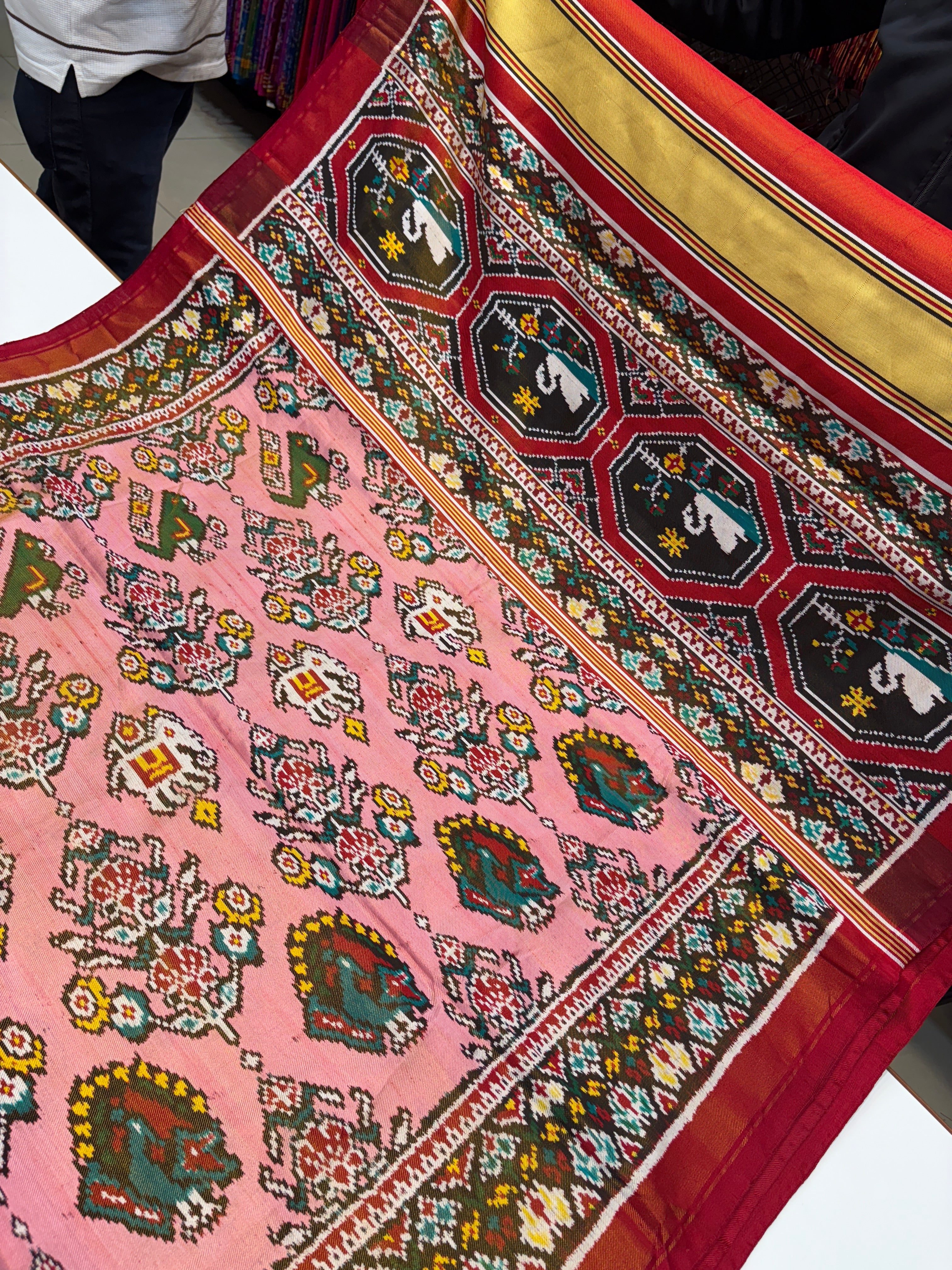 Twill tissue patola saree baby pink