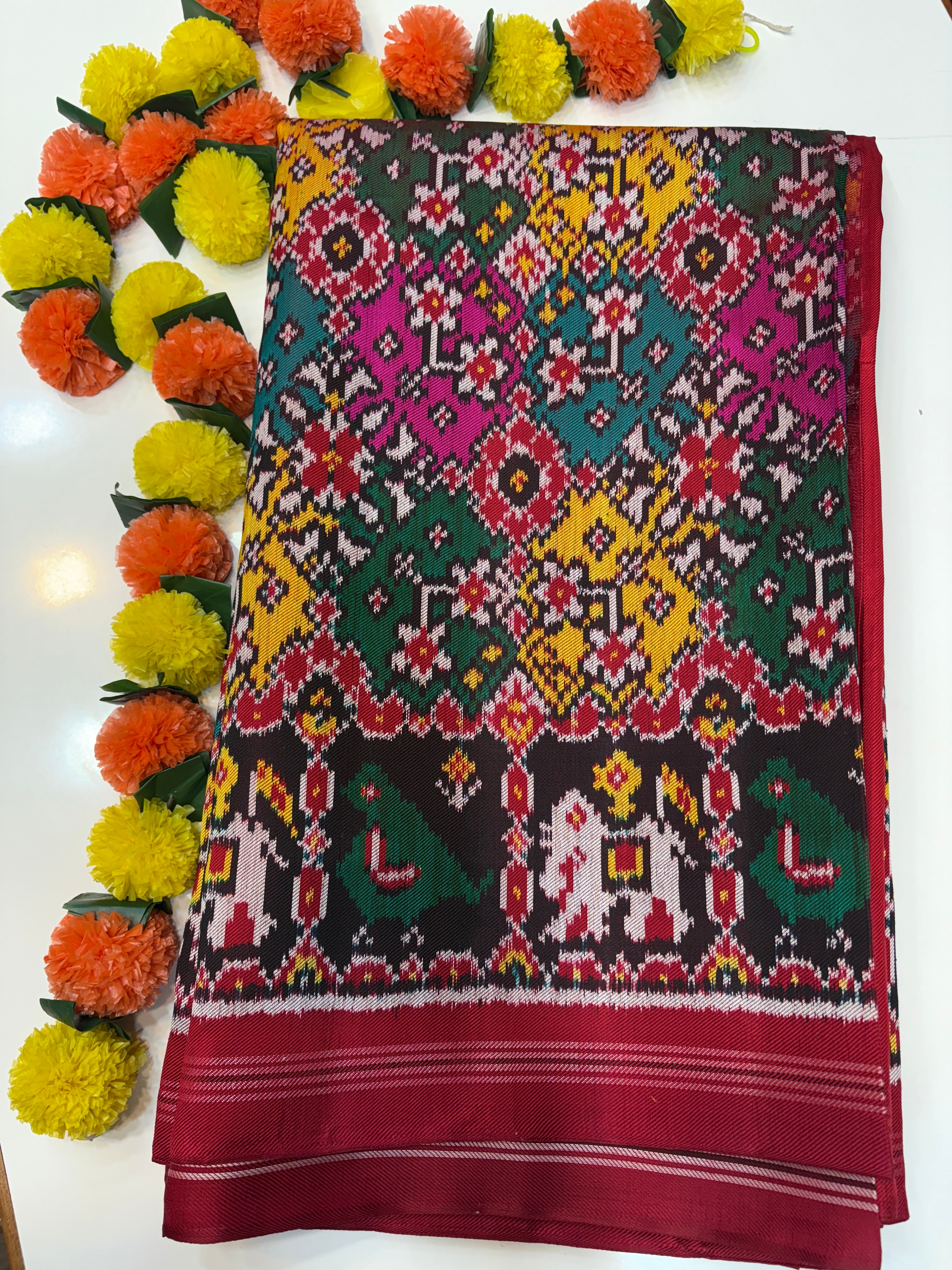 Twill ikkat navratn design patola