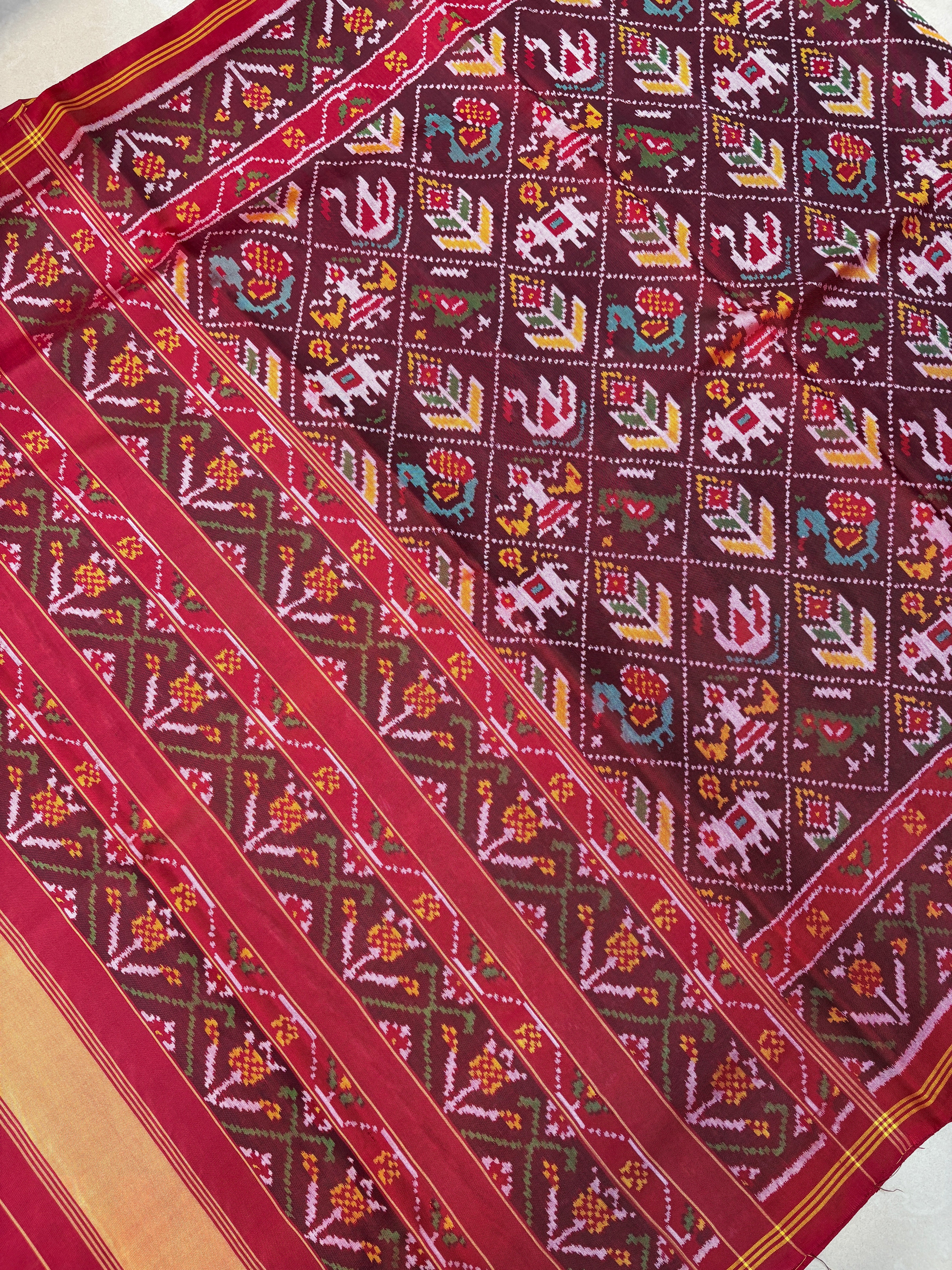 Maroon narikunj patola saree