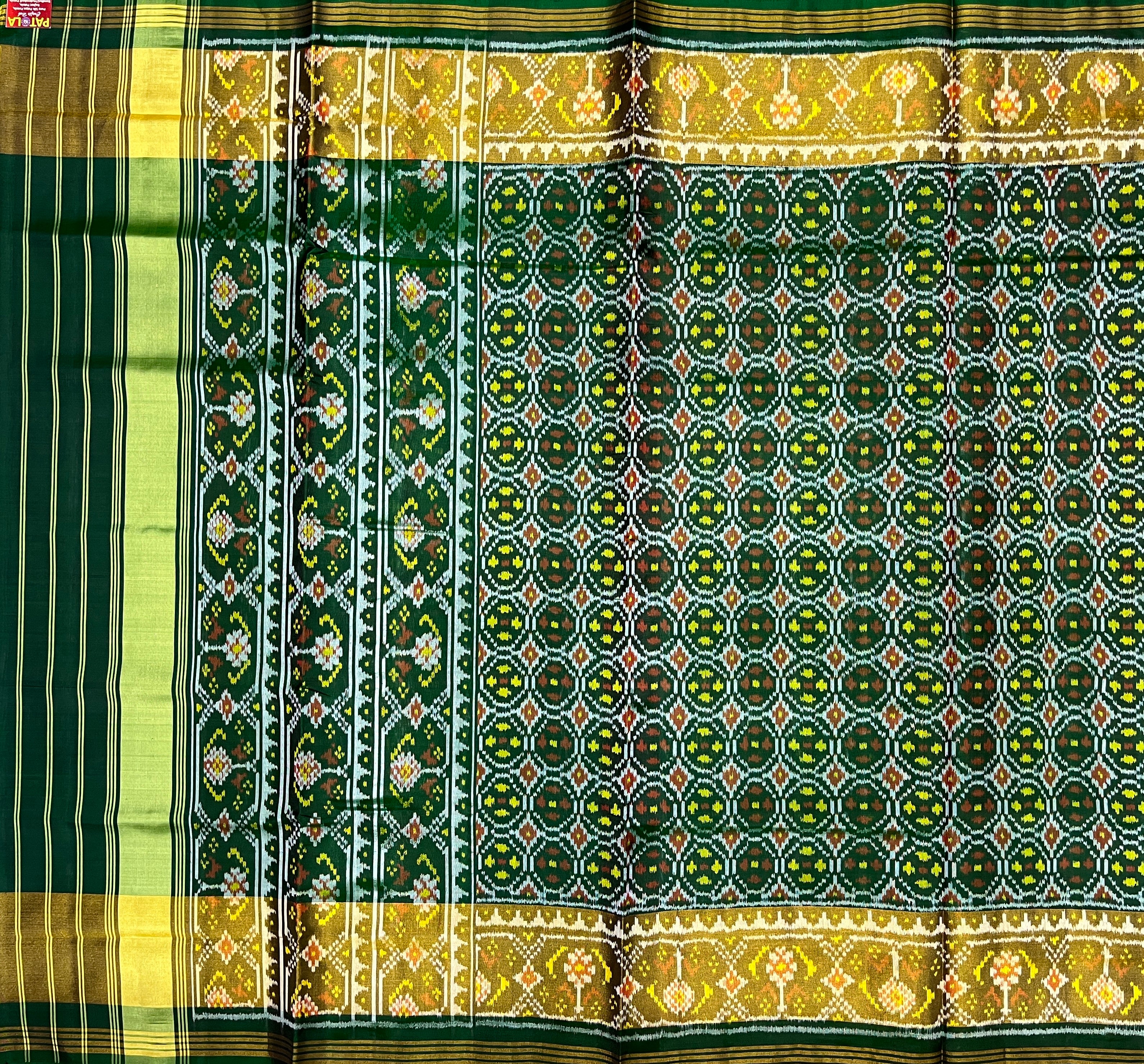 Fancy batanfull design self green rajkoti patola