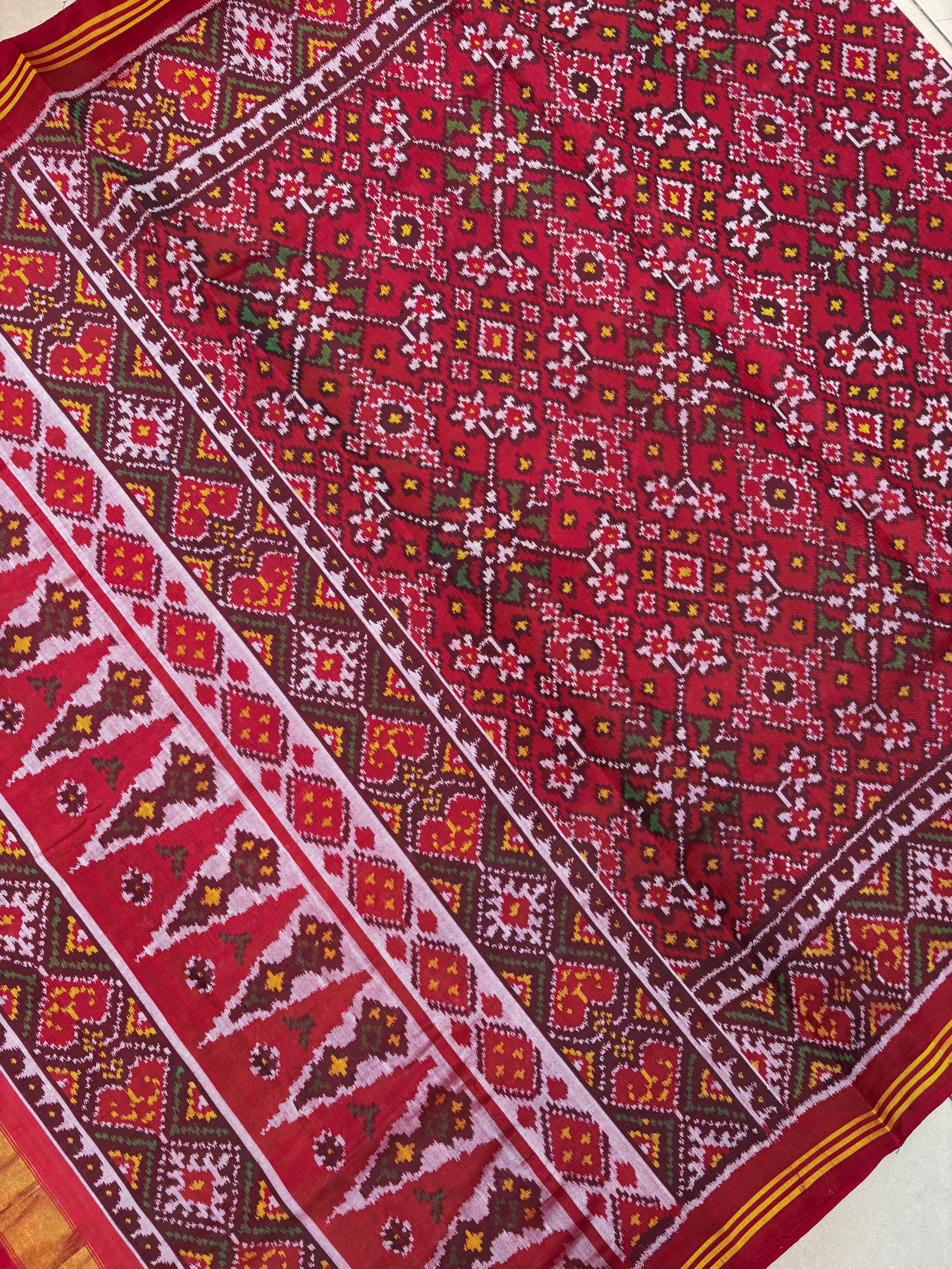 Red traditional navratan patola saree