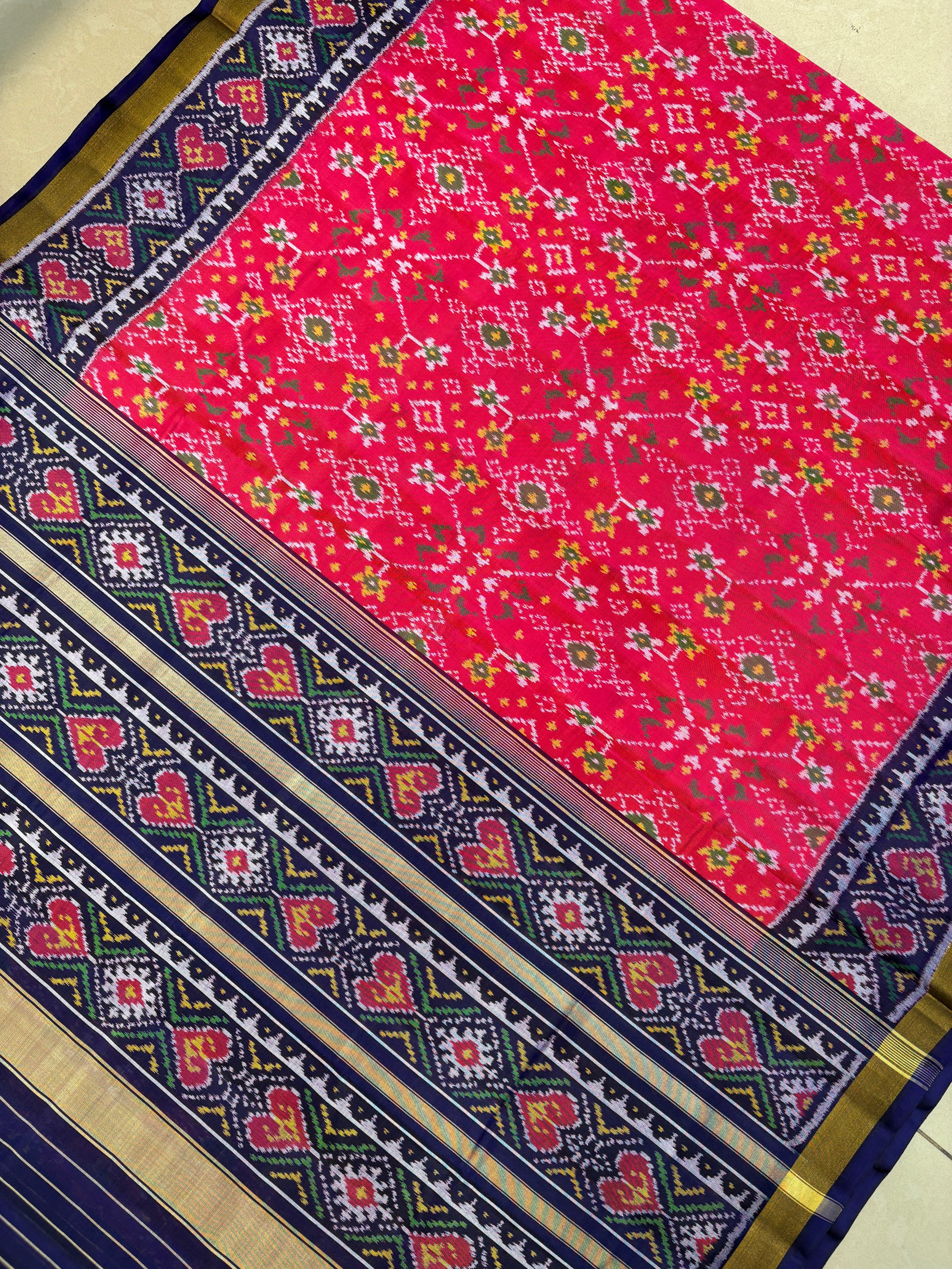 Rajkoti navratan blue pink patola saree