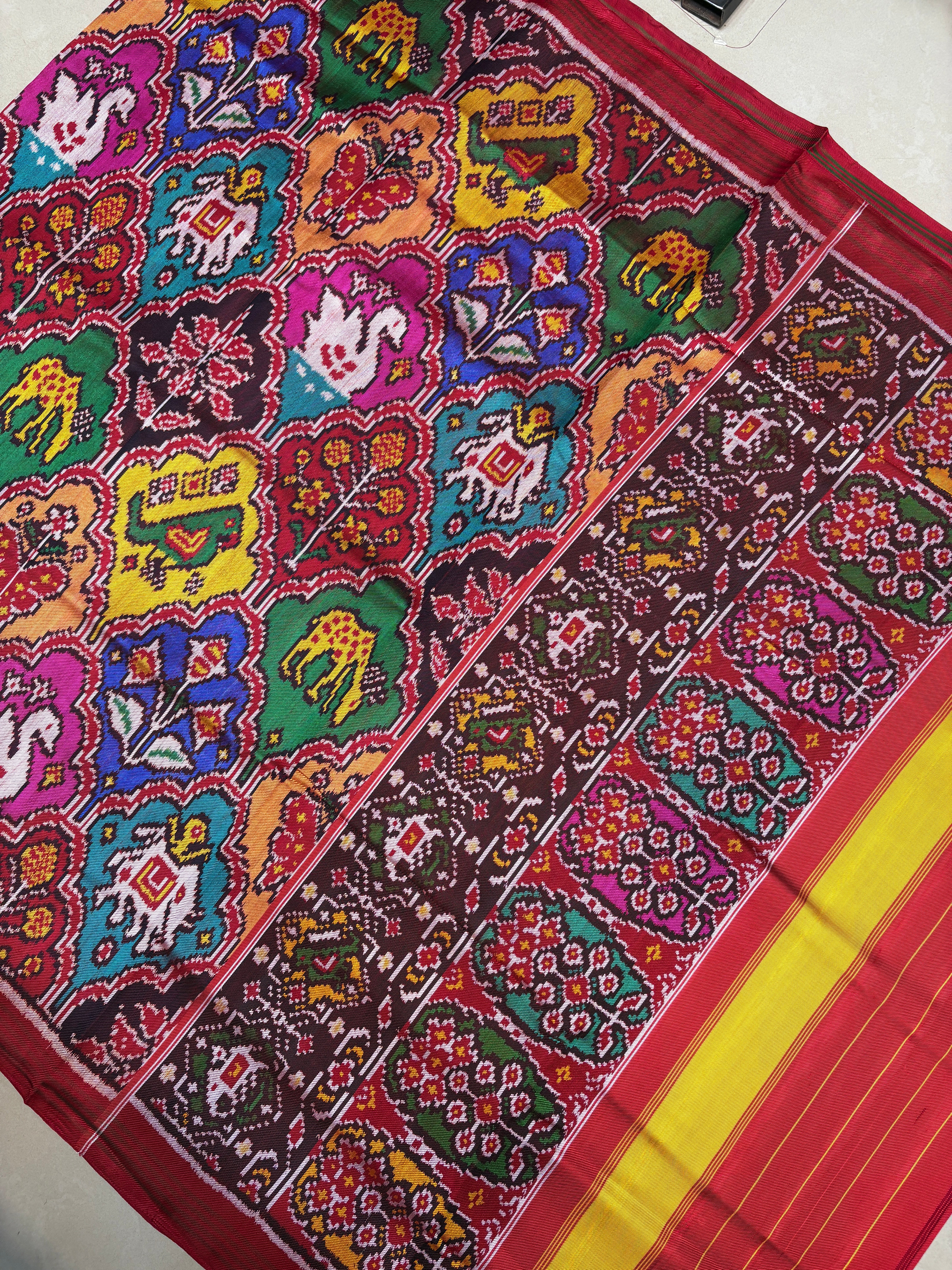 Twill ikkat multy figures patola saree