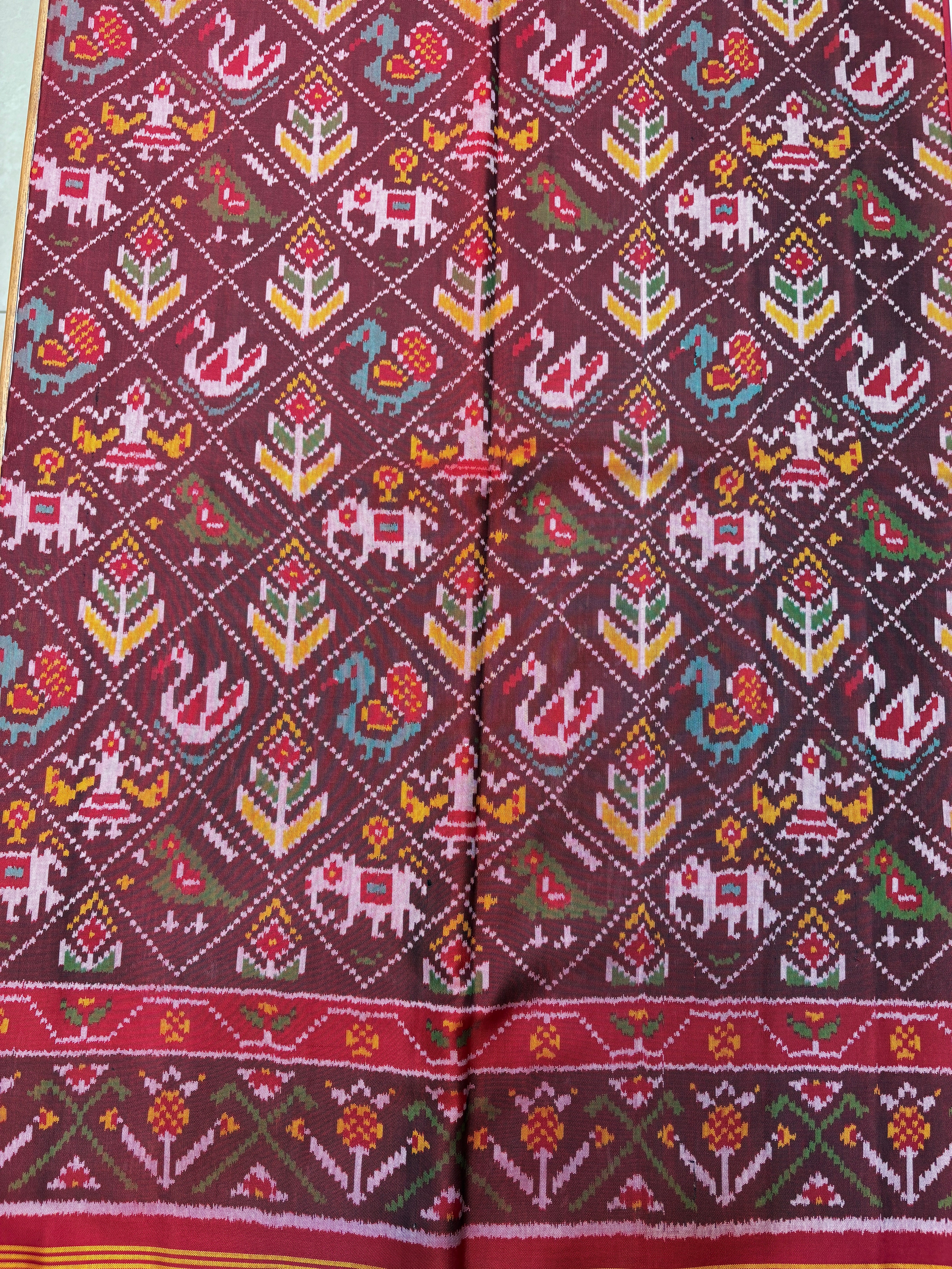 Maroon narikunj patola saree