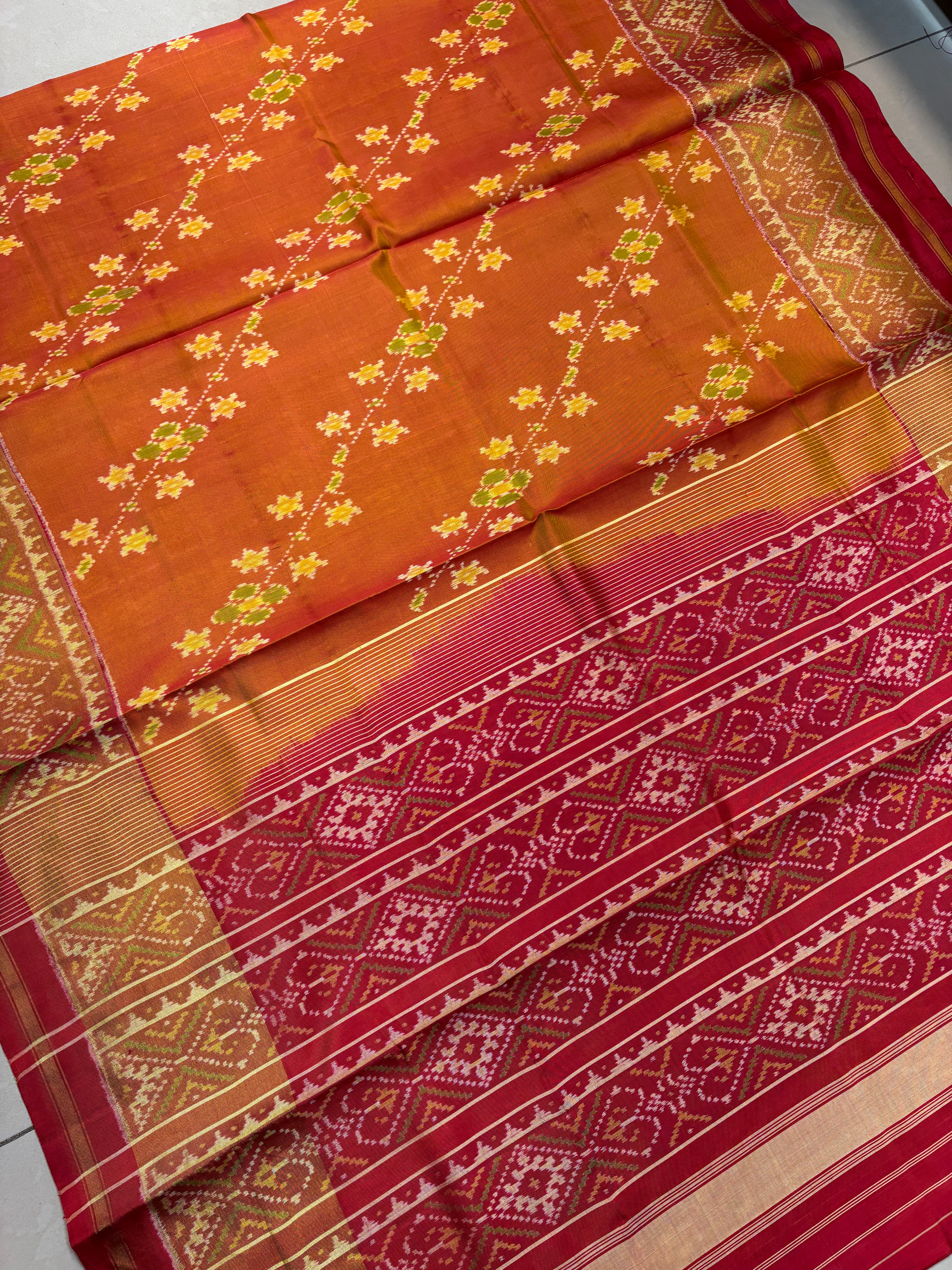 Fancy orange musturd shade rajkoti patola