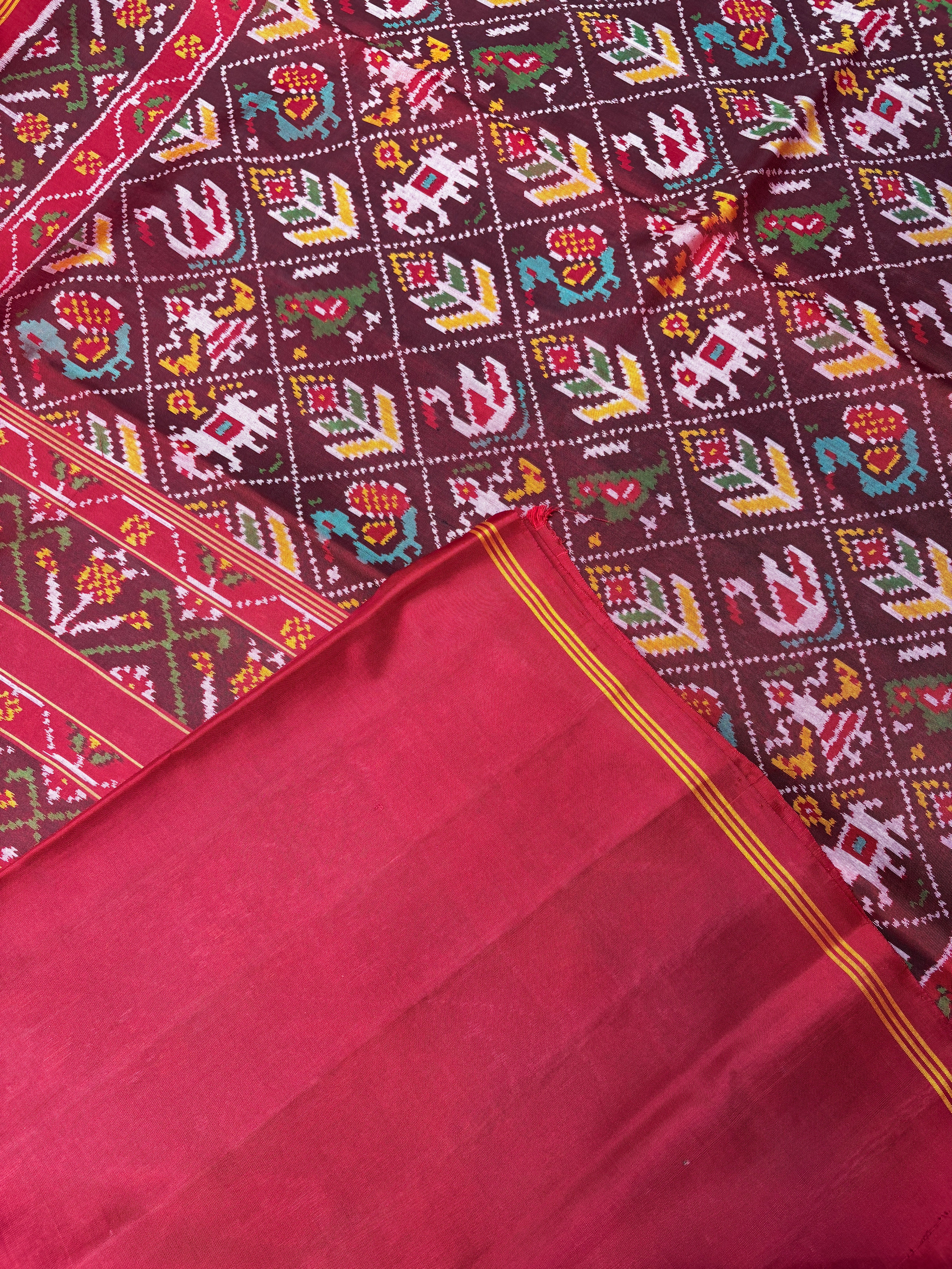Maroon narikunj patola saree