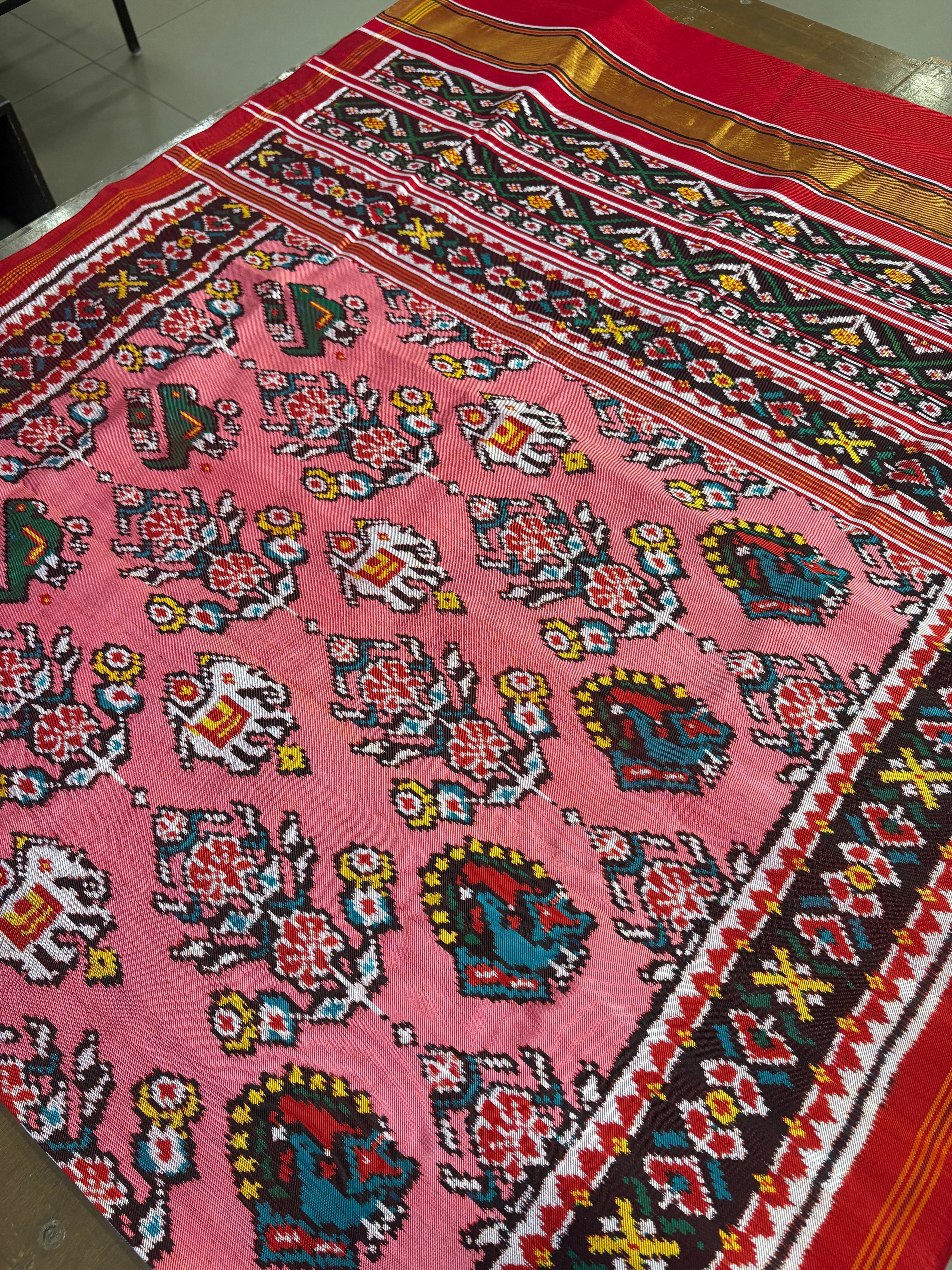 Twill ikkat baby pink patola