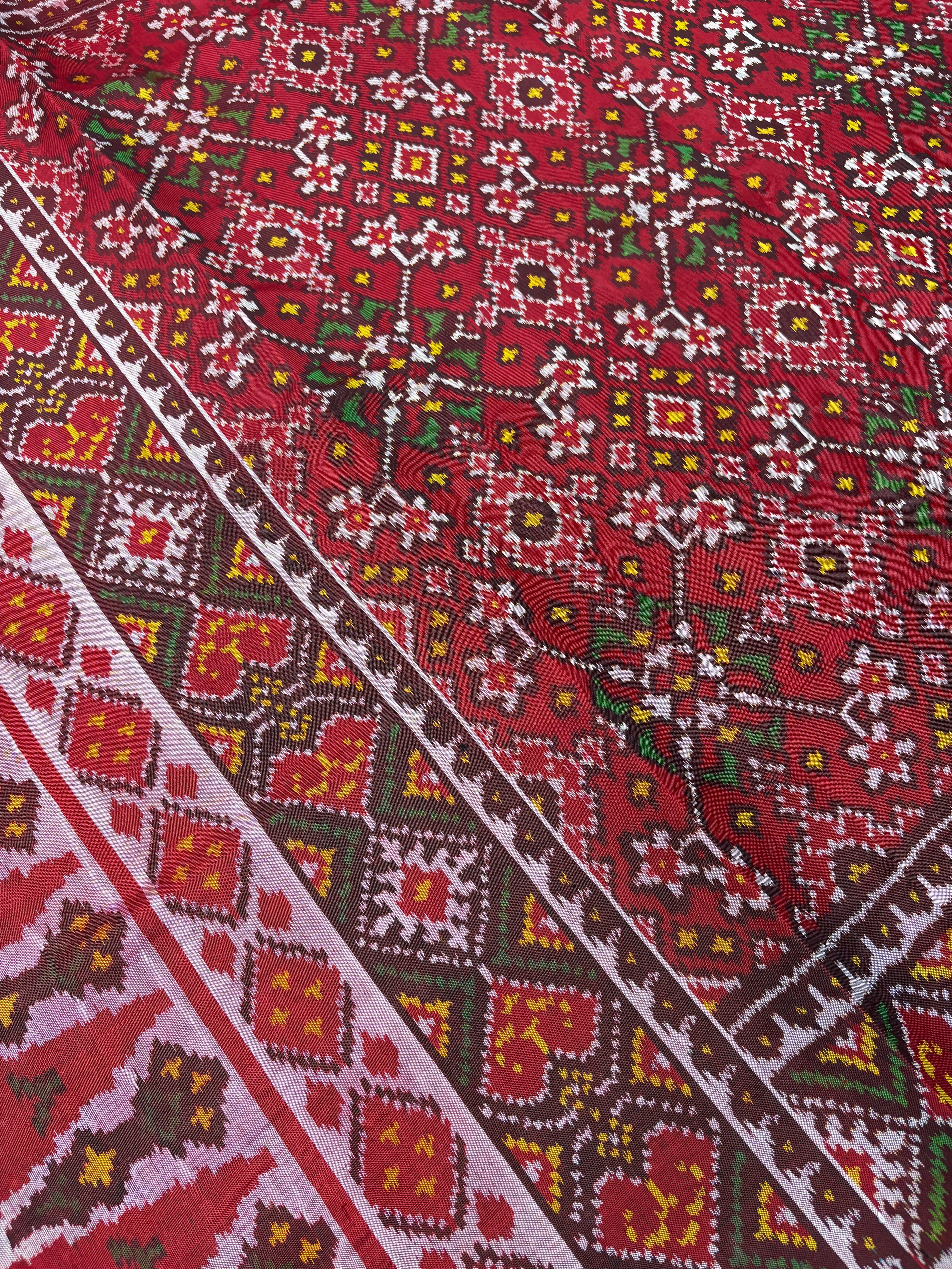 Red traditional navratan patola saree
