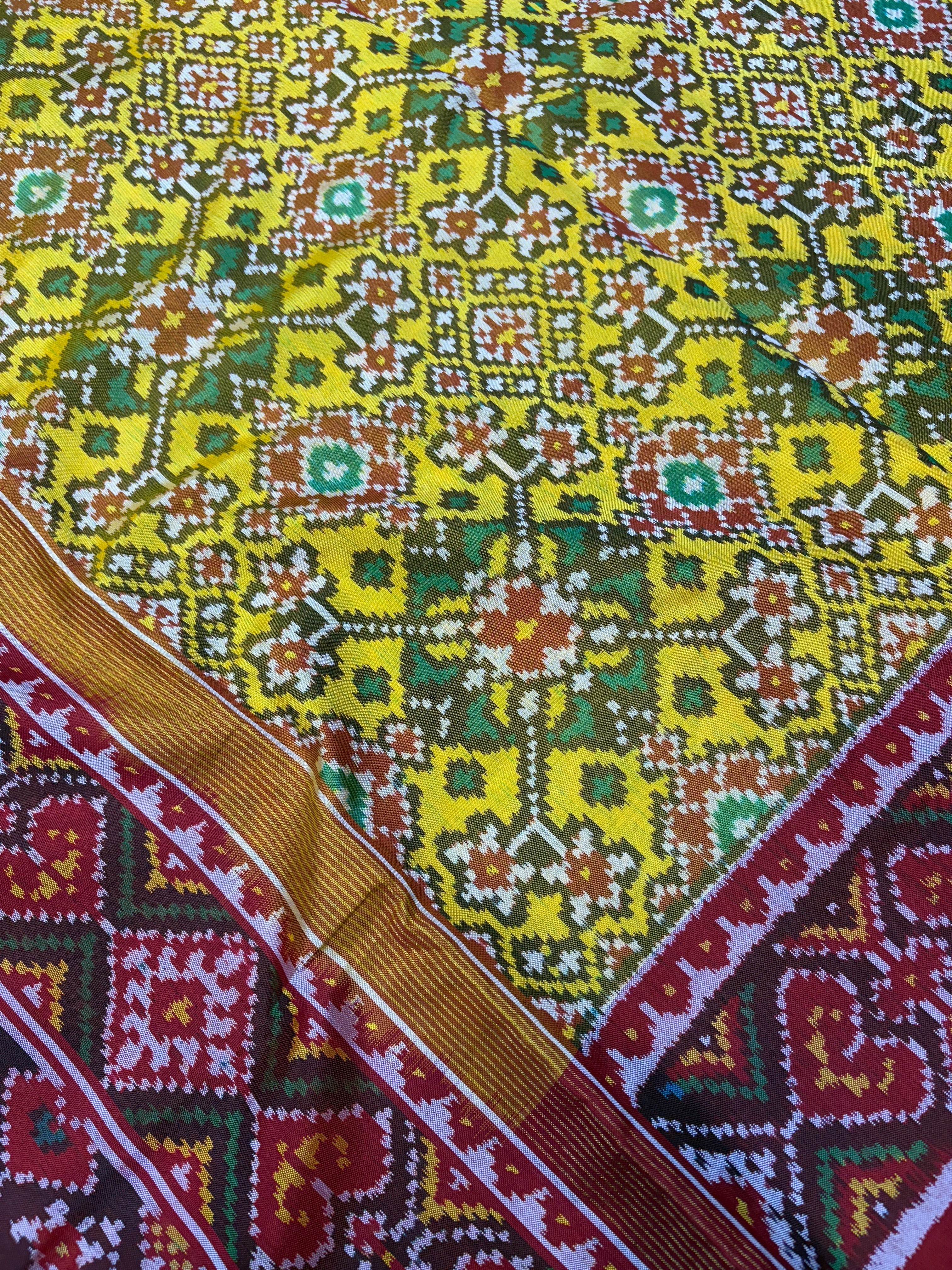 Single ikkat yullow traditional navratan design