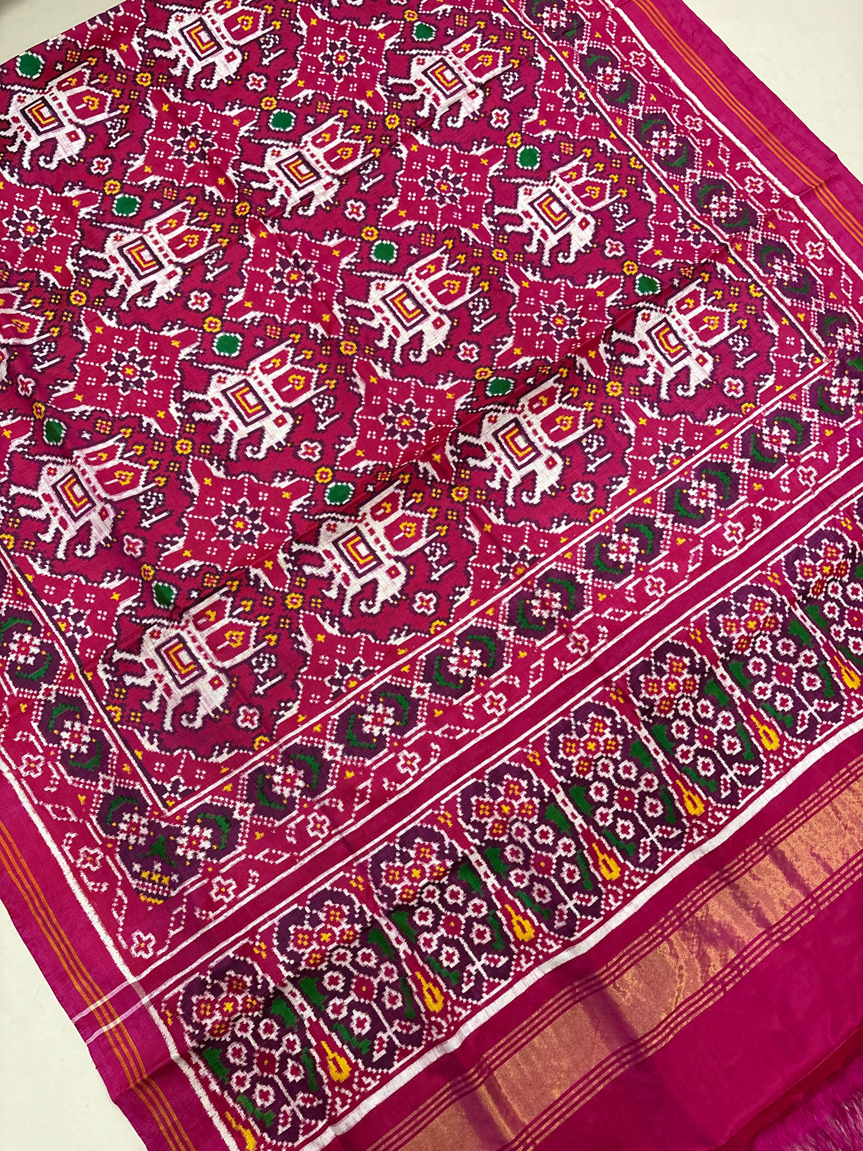 Double ikkat patan patola self pink patola