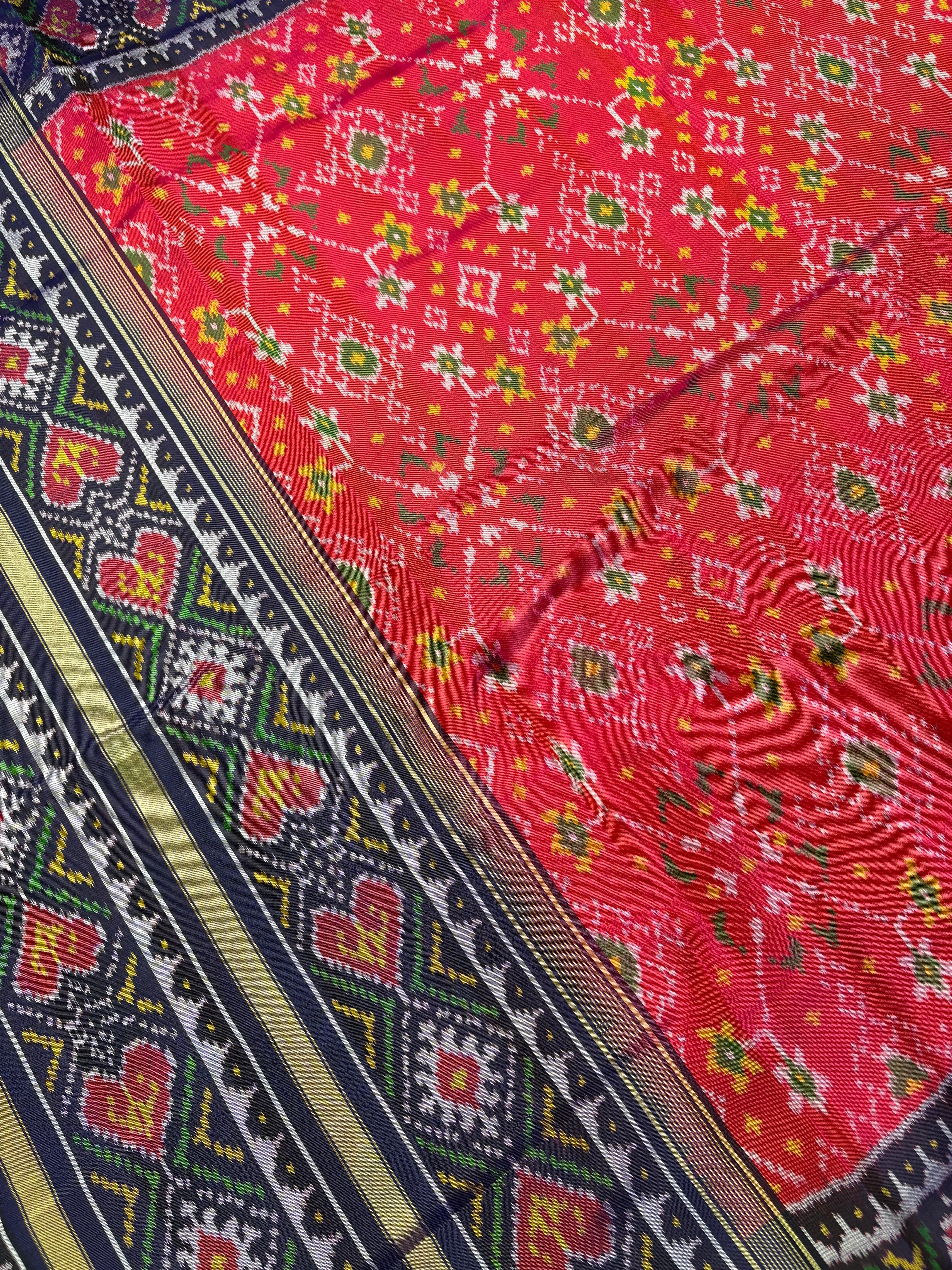 Rajkoti navratan blue pink patola saree