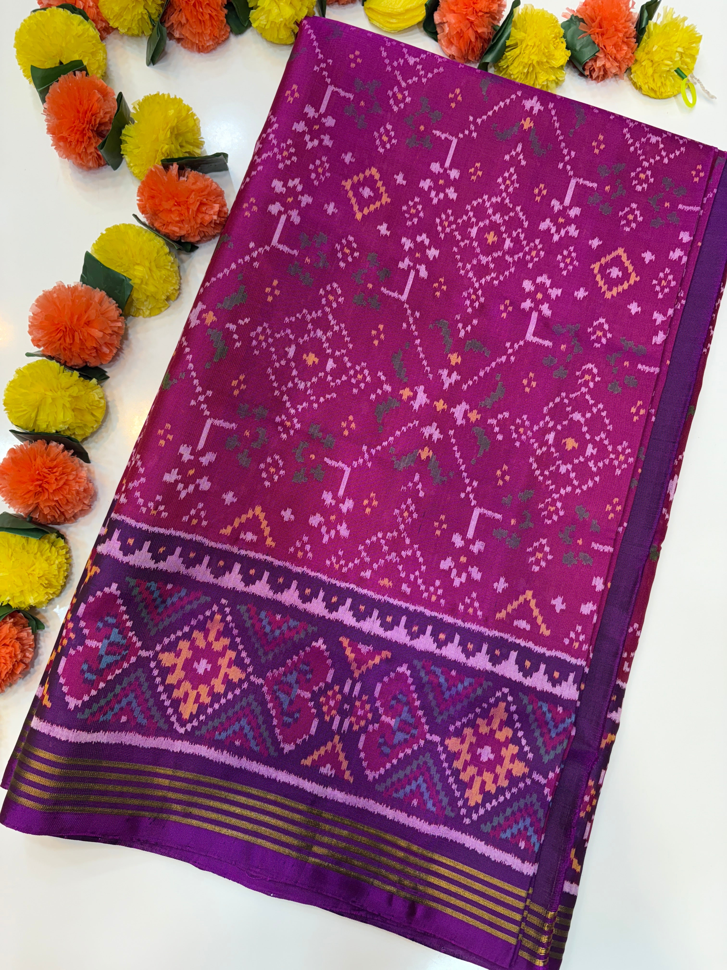 Rajkoti navratan pink patola saree