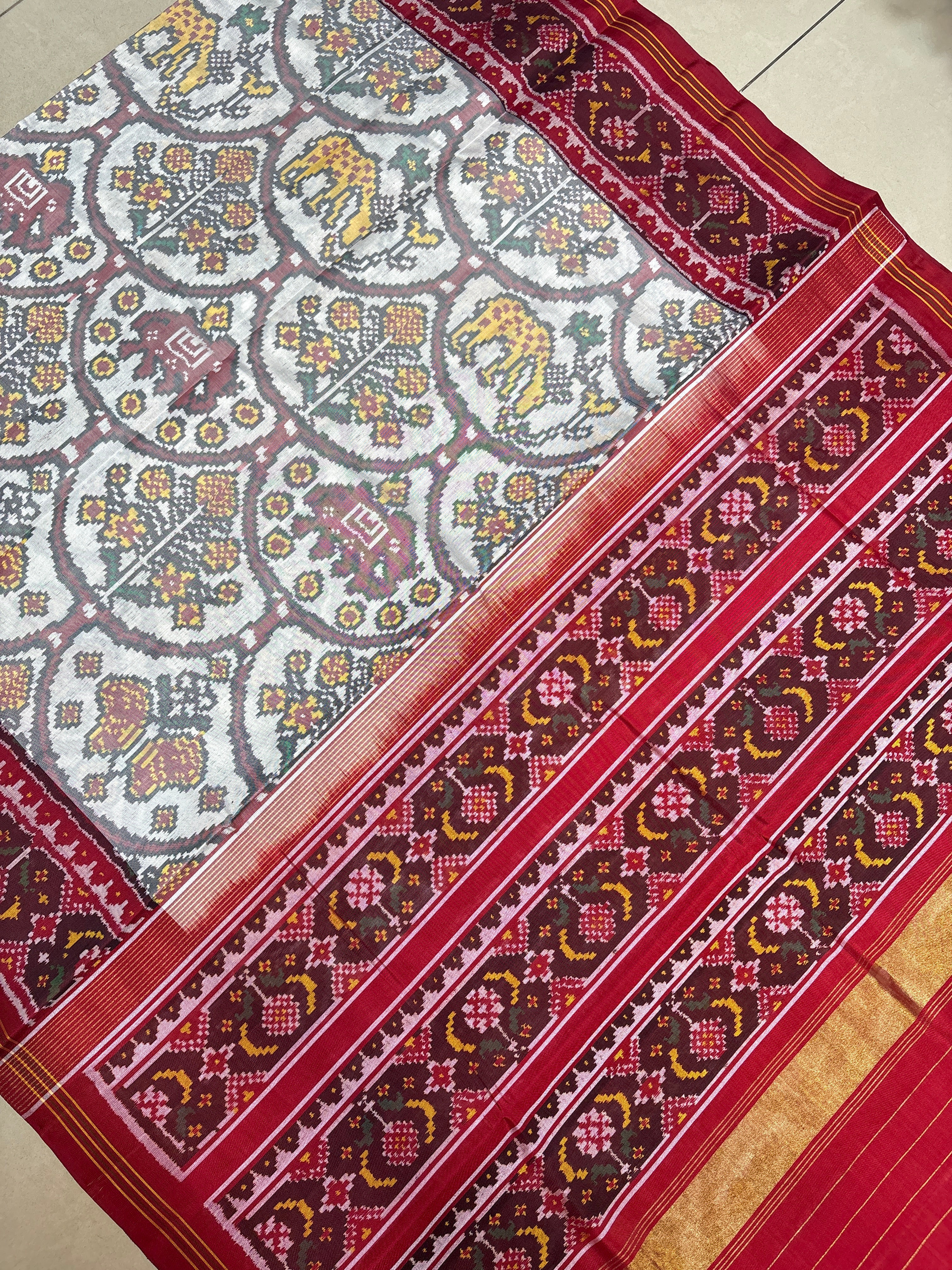 White figure patola saree