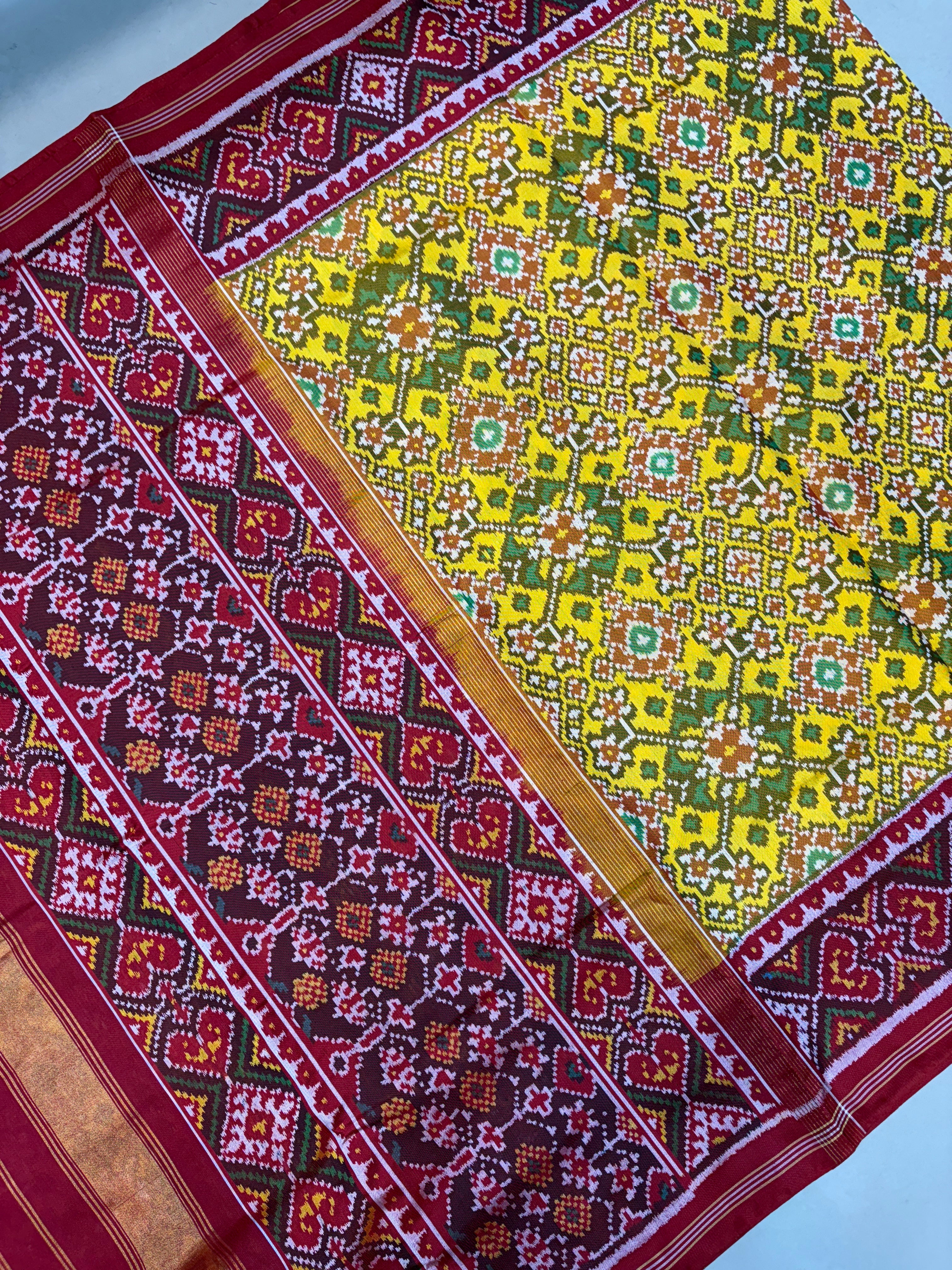 Single ikkat yullow traditional navratan design