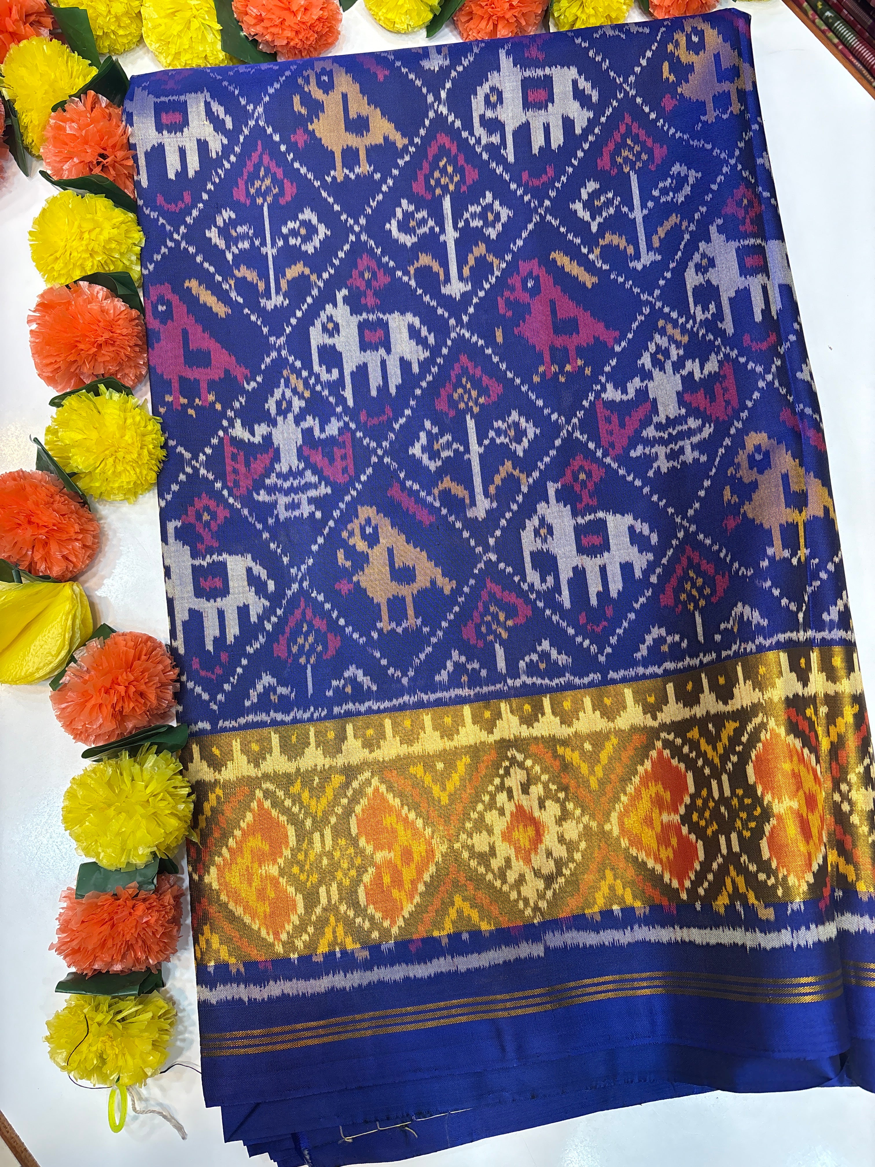 Blue self narikunj patola saree rajkoti